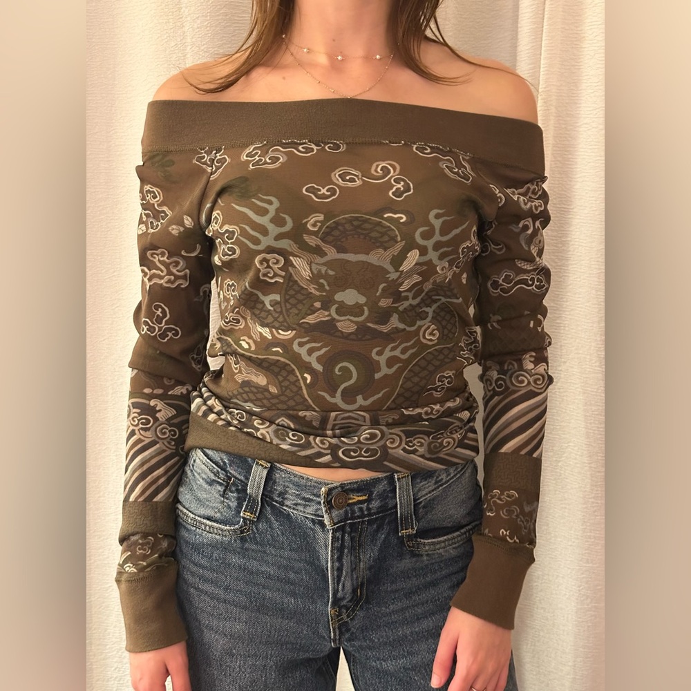 DKNY Cyberpunk Dragon Mesh Top